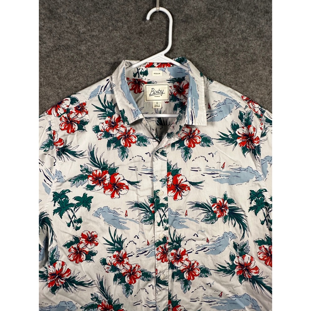 Bixby Nomad Mens XL Floral Palm Tree Print Short Sleeve‎ Button Up Shirt
